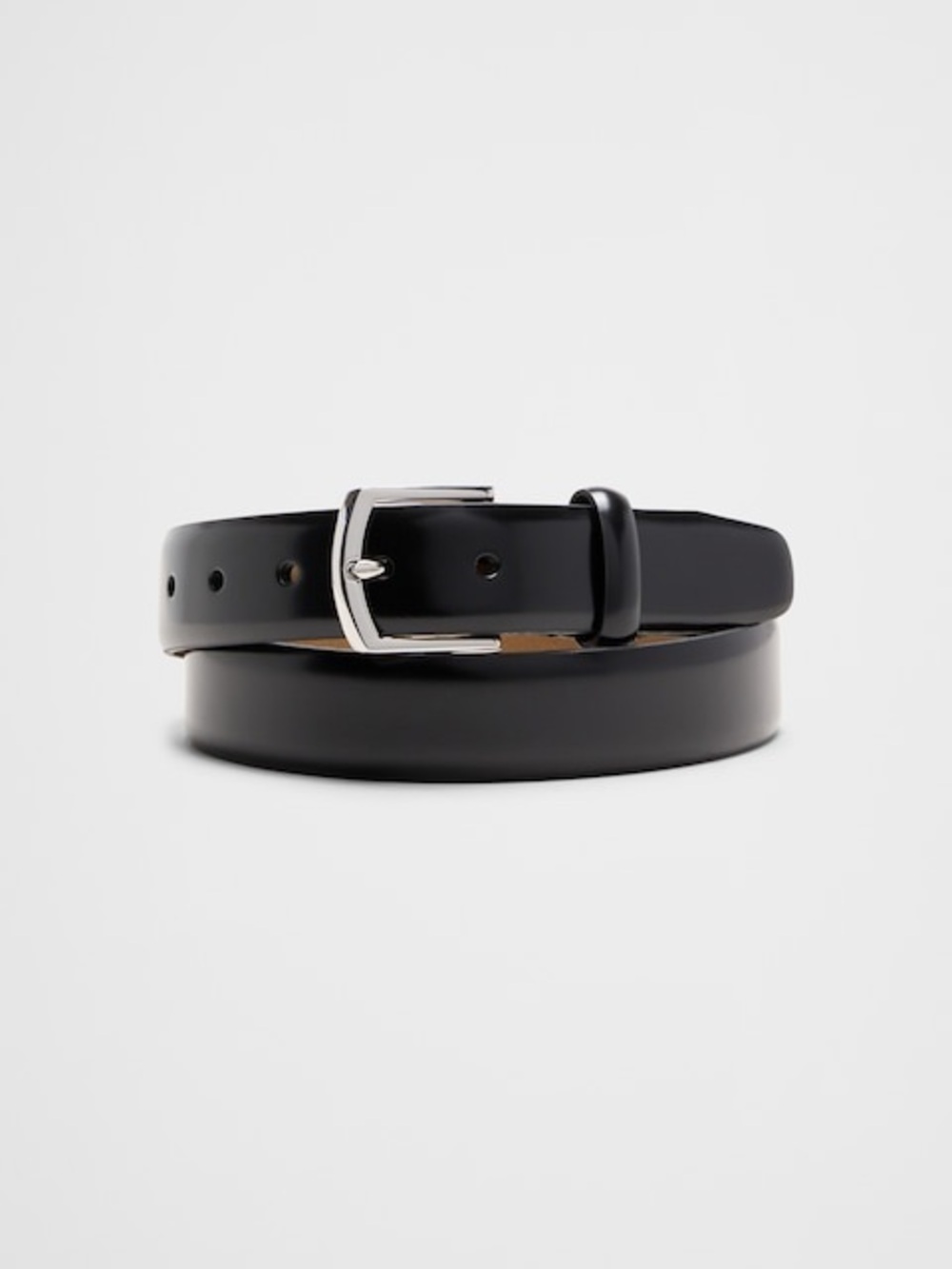 BANANA REPUBLIC // Classic Black Leather Belt with Silver Buckle